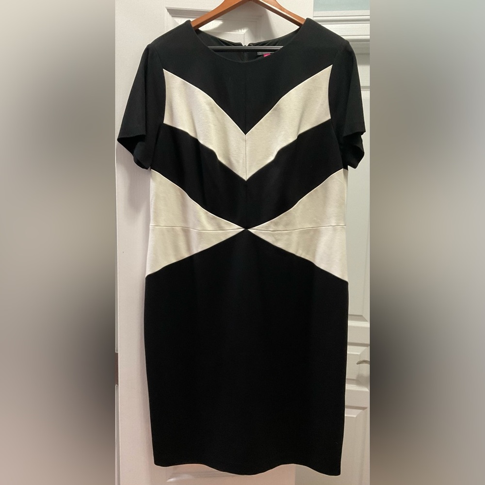 Vince Camuto Black White Career Dress 16 W
